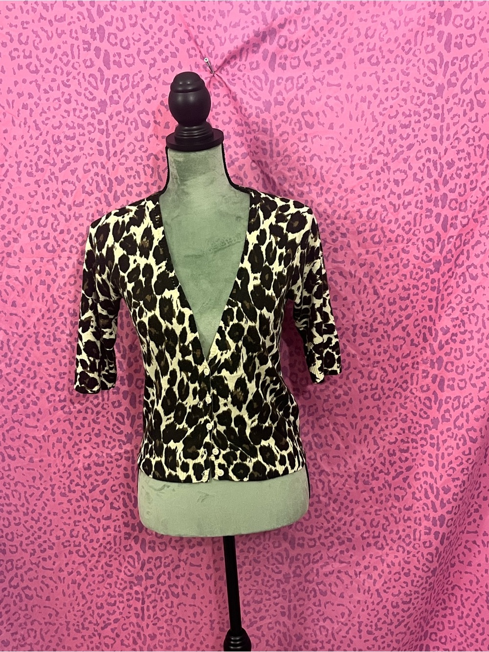 Women's Leopard Cardigan in Black, Brown and Cream